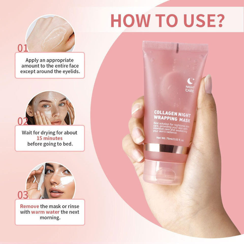 Collagen Night Wrapping Mask with Applicator Brush - Pink Collagen Sleep Mask